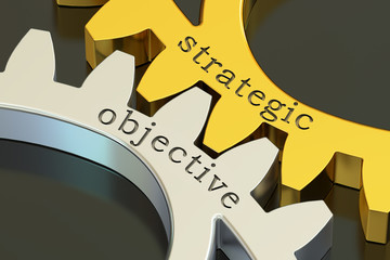 Poster - strategic objective concept on the gearwheels, 3d rendering