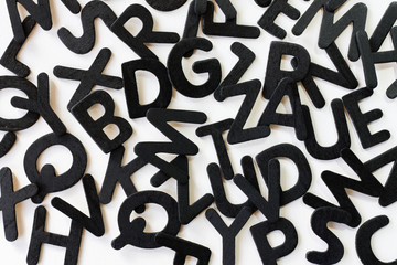 random alphabet letters on a white background