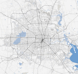 Wall Mural - Map Houston city. Texas Roads