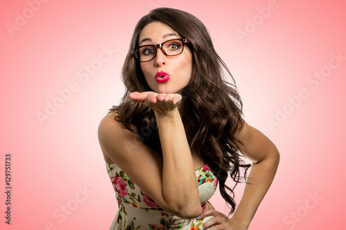 Quirky Cute Girl Female Blowing Kisses Unique Fun