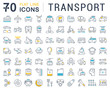 Set Vector Flat Line Icons Transport