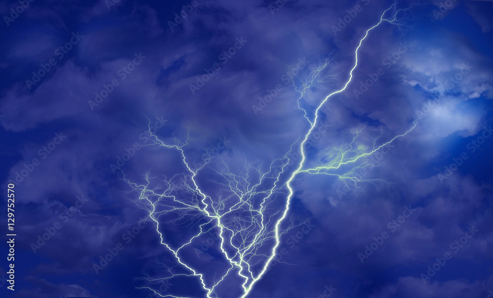 Lightning over dark blue sky Stock Illustration | Adobe Stock