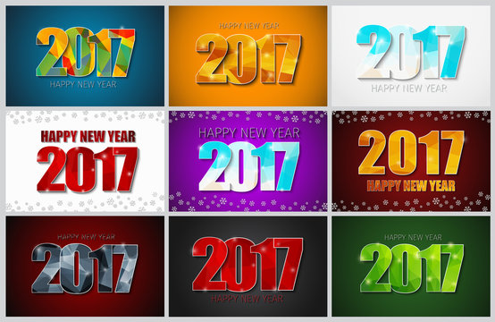 Set of backgrounds with a Happy New Year 2017.
