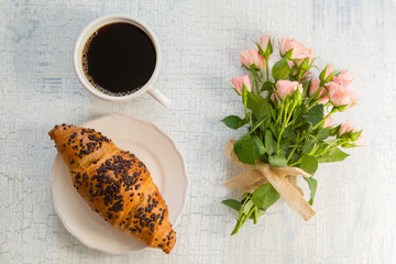 Wall Mural - Morning coffee and flowers