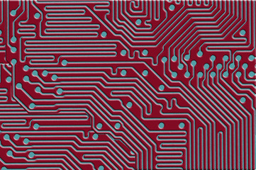 Wall Mural - Printed circuit board background in red and blue