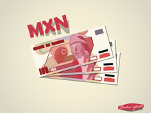 Mexican Peso Money Paper Minimal Vector Graphic Design

