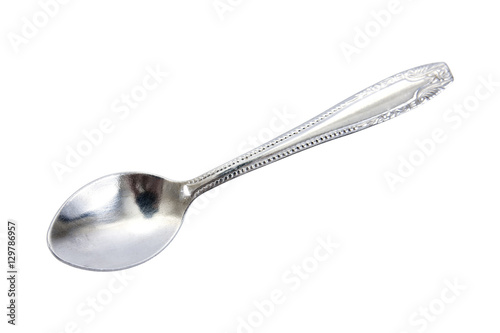 Fotografie, Obraz Silver tea spoon.Stainless tea spoon isolated on white backgroun
