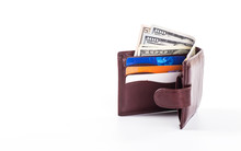 Men's Wallet Money In Cash White Background