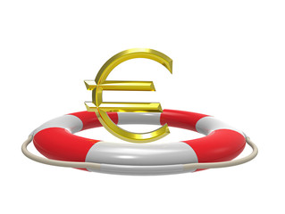 Wall Mural - euro with lifebuoy, 3d rendering