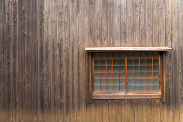 Wall Mural - Traditional Japan Pine wood wall and frosted glass with wood win