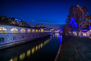 Ljubljana, capital of Slovenia in christmas decoration