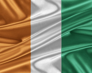 Wall Mural - Cote d'Ivoire flag with a glossy silk texture.