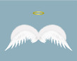 Angel wings and halo isolated on background. Vector illustration.