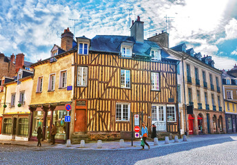 Poster - Half timbered houses in Rennes of Brittany France