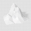 White 3D mountains, abstract low-poly, polygonal triangular mosaic elevation landscape with transparent background for web, presentations and prints. Vector illustration. Realistic 3D render design.