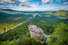 View Of Chimney Rock And Lake Lure At Chimney Rock State Park, N