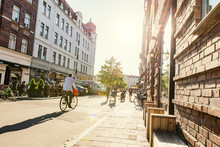 Sweden, Skane, Malmo, Mollevangen, Street In Old Town On Sunny Day
