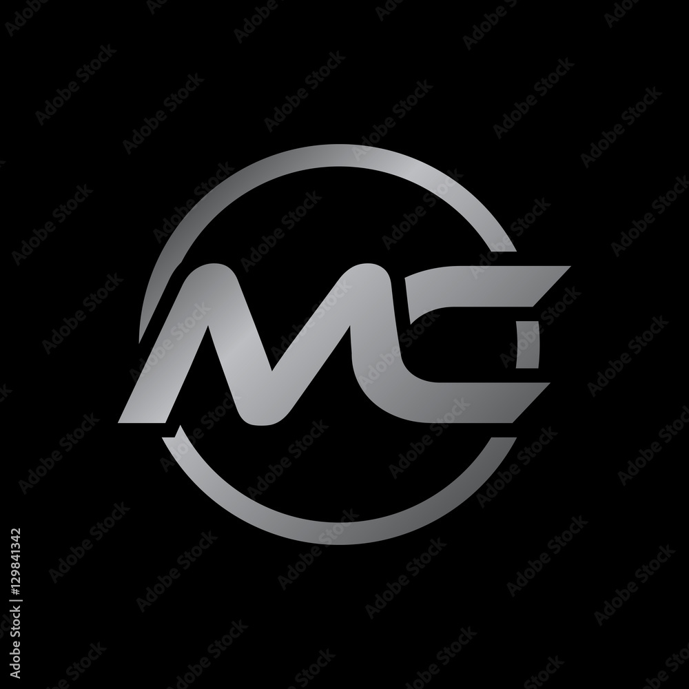 initial letter logo with circle silver color MC Stock Vector | Adobe Stock