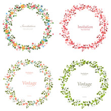 Romantic Floral Collection Of Wreaths For Your Design.