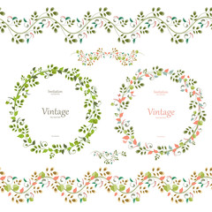 pretty floral collection.  cute set seamless borders and wreaths