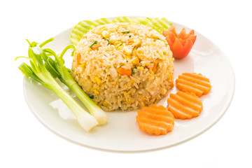 Canvas Print - Fried rice with crab meat in white plate