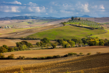 Wall Mural - Aerial landscape of beautiful countryside valley, Tuscany