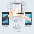© graphixmania - Business social connection technology conceptual design. Mobile