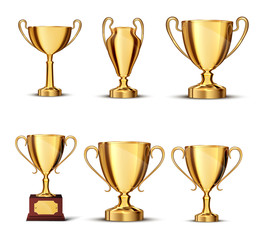 gold cup isolated on white background.
