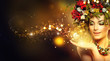 © Subbotina Anna - Christmas magic. Beauty fashion model over holiday blurred background