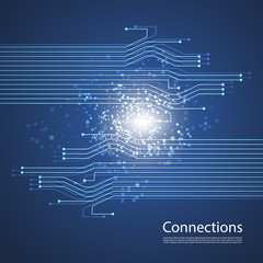 Poster - Connections, Networks - Blue Abstract Technology Background Design Template