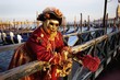 Portrait of a person dressed in carnival mask and costume, Venice Carnival, Venice, Veneto