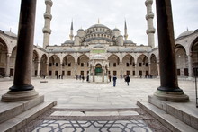 Inner Courtyard Of The Blue Mosque, Built In Sultan Ahmet I In 1609, Designed By Architect Mehmet Aga, Istanbul, Turkey