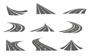 Wall Mural - Monochrome Curvy Roads Set