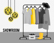 Vector illustration with showroom