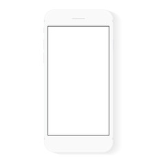 Poster - white flat phone white screen, vector drawing modern smart phone design