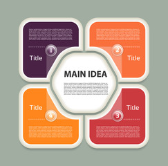 Wall Mural - Vector circle infographic. Template for cycle diagram, graph, presentation and round chart. Business concept with 4  options, parts, steps or processes. Abstract background