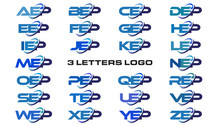 3 Letters Modern Generic Swoosh Logo AEP, BEP, CEP, DEP, EEP, FEP, GEP, HEP, IEP, JEP, KEP, LEP, MEP, NEP, OEP, PEP, QEP, REP, SEP, TEP, UEP, VEP, WEP, XEP, YEP, ZEP