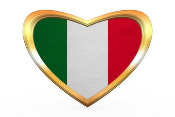 Sticker - Flag of Italy in heart shape, golden frame