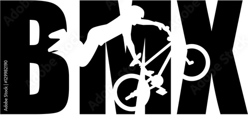 Cuadros en Lienzo BMX word with silhouette cutout
