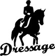 Dressage riding with retro word
