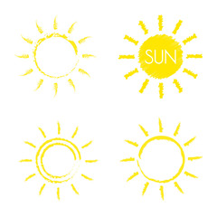 Wall Mural - sun icon set . hand drawn style. vector illustration