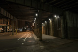 Fototapeta Uliczki - Dark City Train Tunnel Street at Night