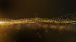 Luxurious gold sparkling particles wave background