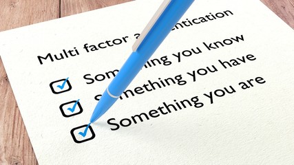 Multi factor authentication checklist with a pen