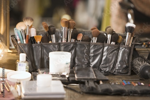 Fotografie, Obraz Professional cosmetics brushes on dressing table