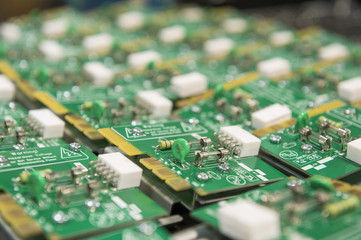 Close-up of circuit board in electronics industry