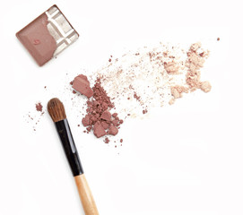 Wall Mural - close up of a make up powder on white background