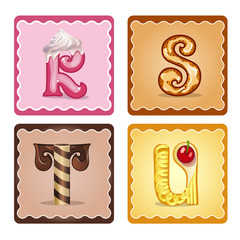  Letters  r,s,t,u  candies