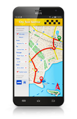 Wall Mural - Smartphone with taxi service internet application