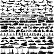 transportation big collection silhouettes - vector